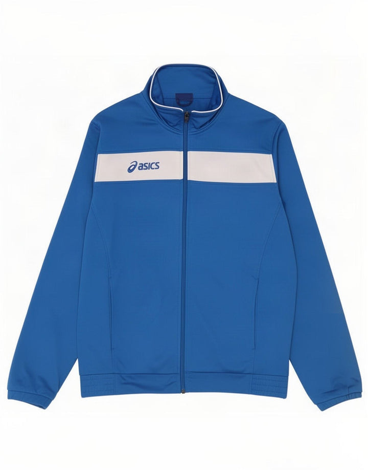 Asics Hombre Graphic Chándal Top Chaqueta Poliéster Colorblock Azul Medio