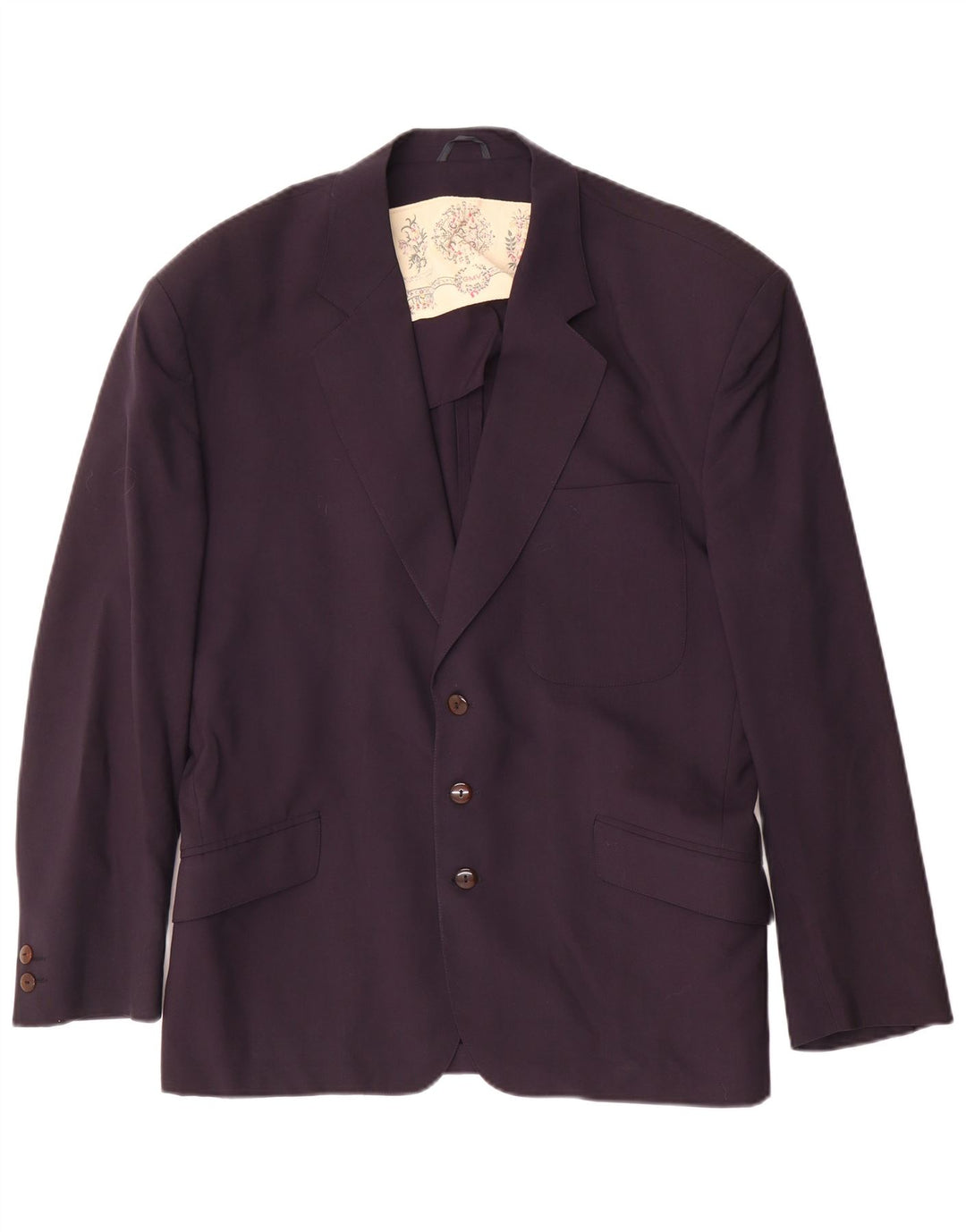 Vintage hombres 3 botones Blazer chaqueta IT 50 grande lana azul marino
