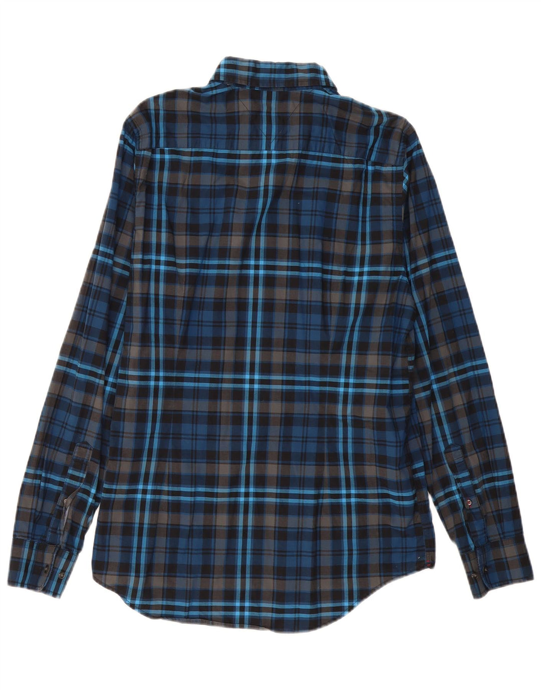 TOMMY HILFIGER Camisa ajustada para hombre de algodón a cuadros azul marino grande