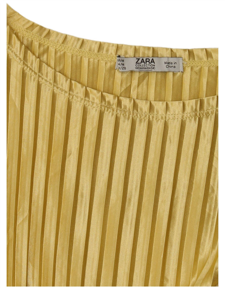 Zara Mujer Blusa Top UK 42 Medio Amarillo