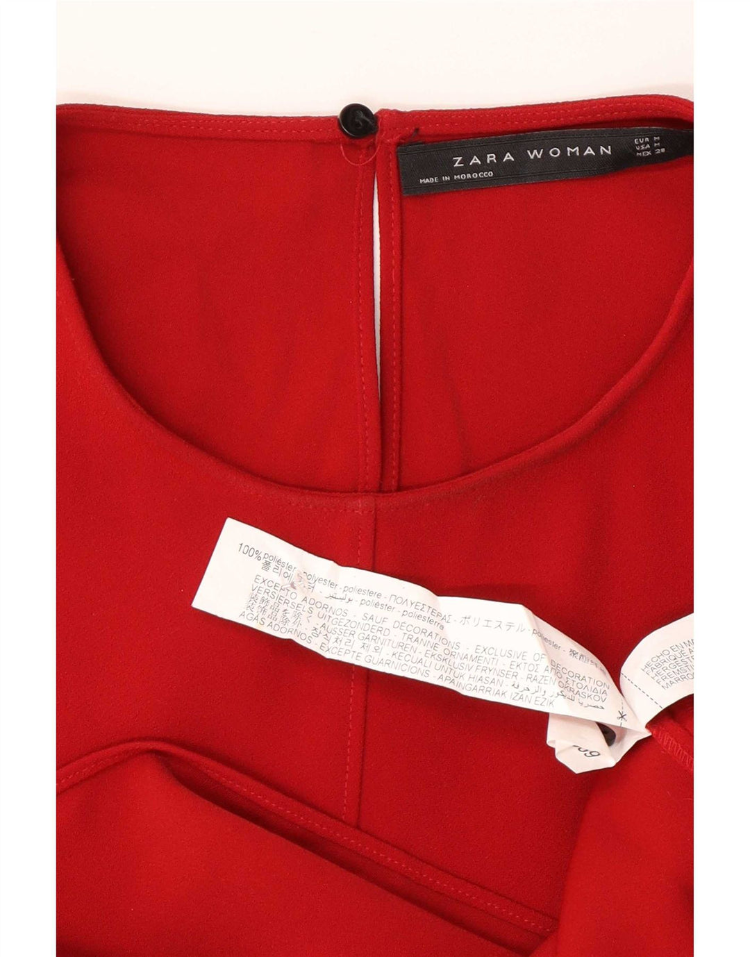 Zara Maxi Vestido Mujer UK 44 Medio Rojo Poliéster