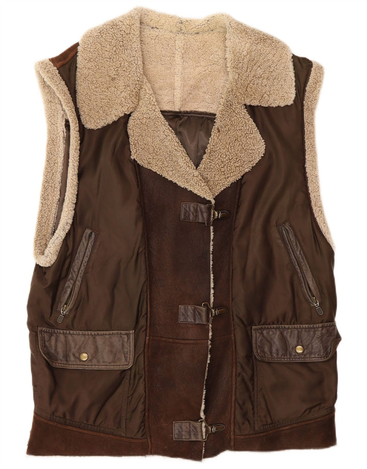 Prestige - Chaqueta de lona extragrande sin mangas para mujer, talla 40, color marrón medio