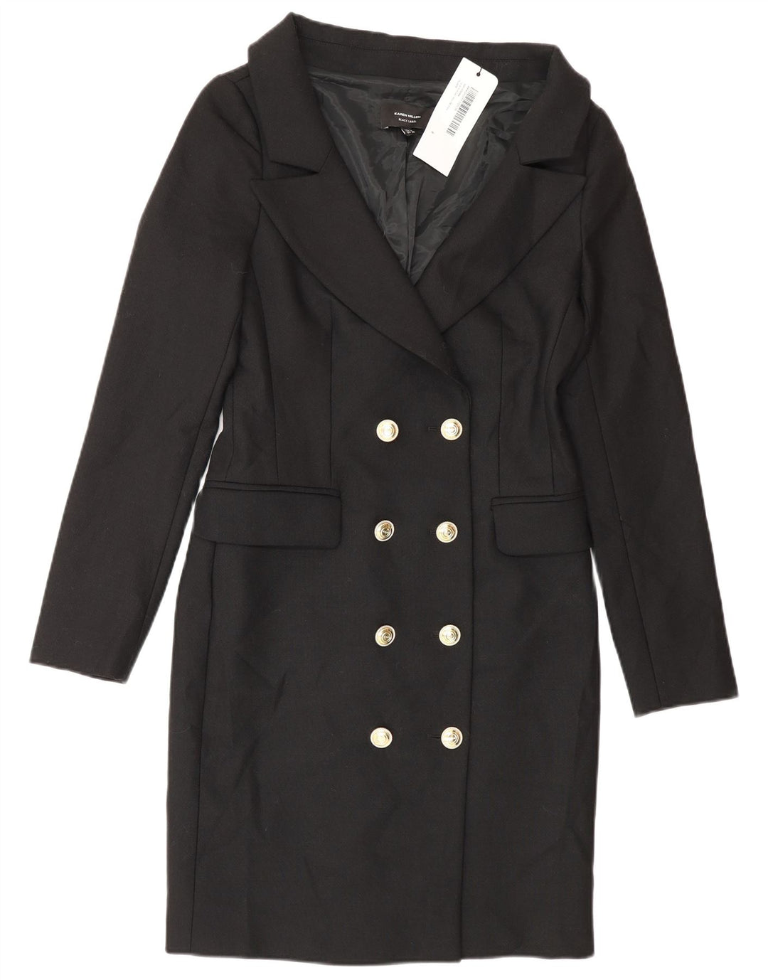 Karen Millen Abrigo cruzado para mujer UK 8 Small Poliéster negro