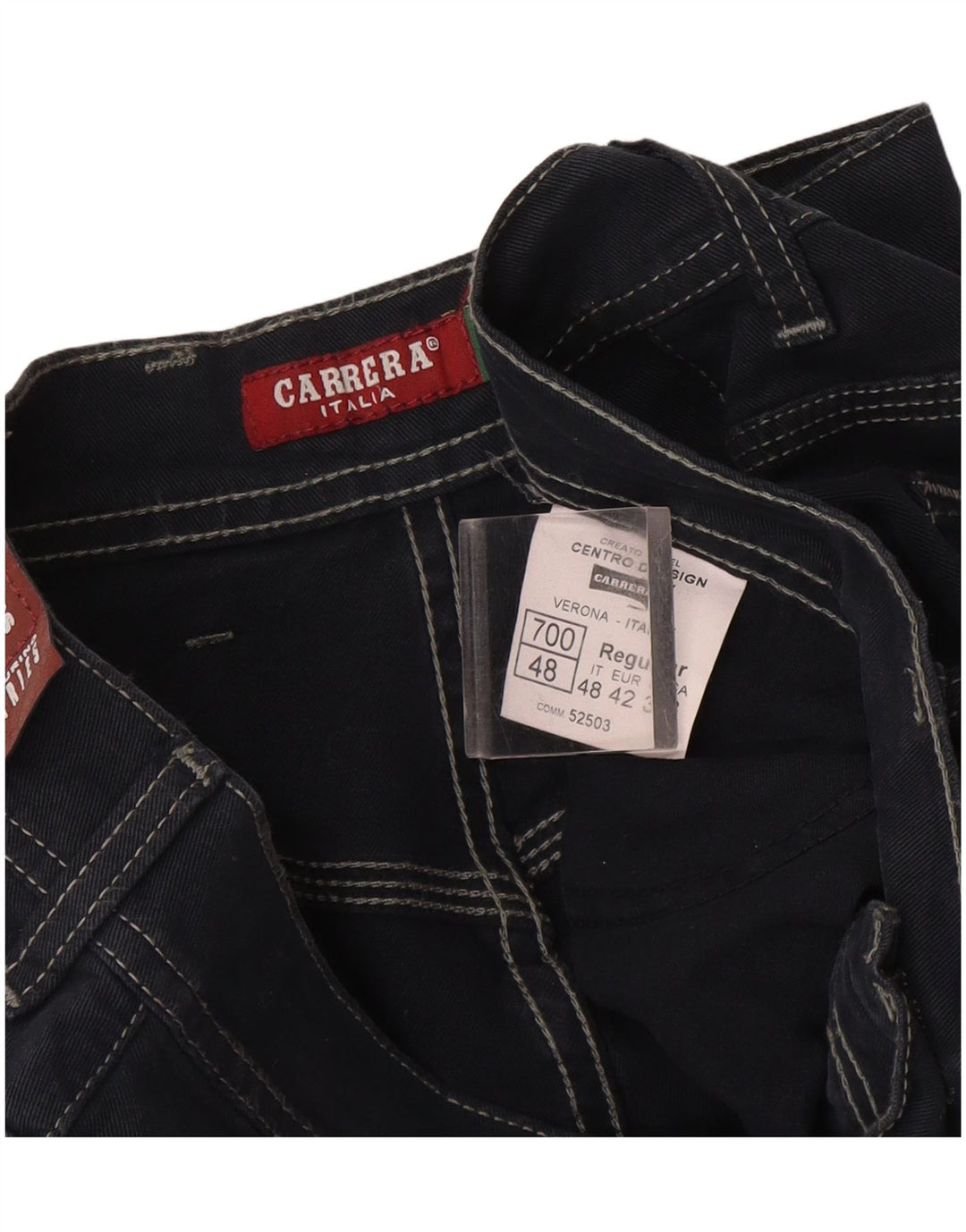 Carrera Jeans rectos para hombre IT 48 Medium W33 L34 Algodón azul marino