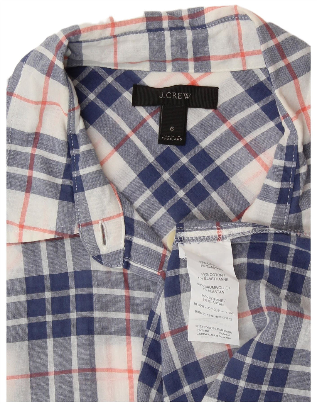 J. CREW Camisa para mujer US 6 Algodón a cuadros azul mediano