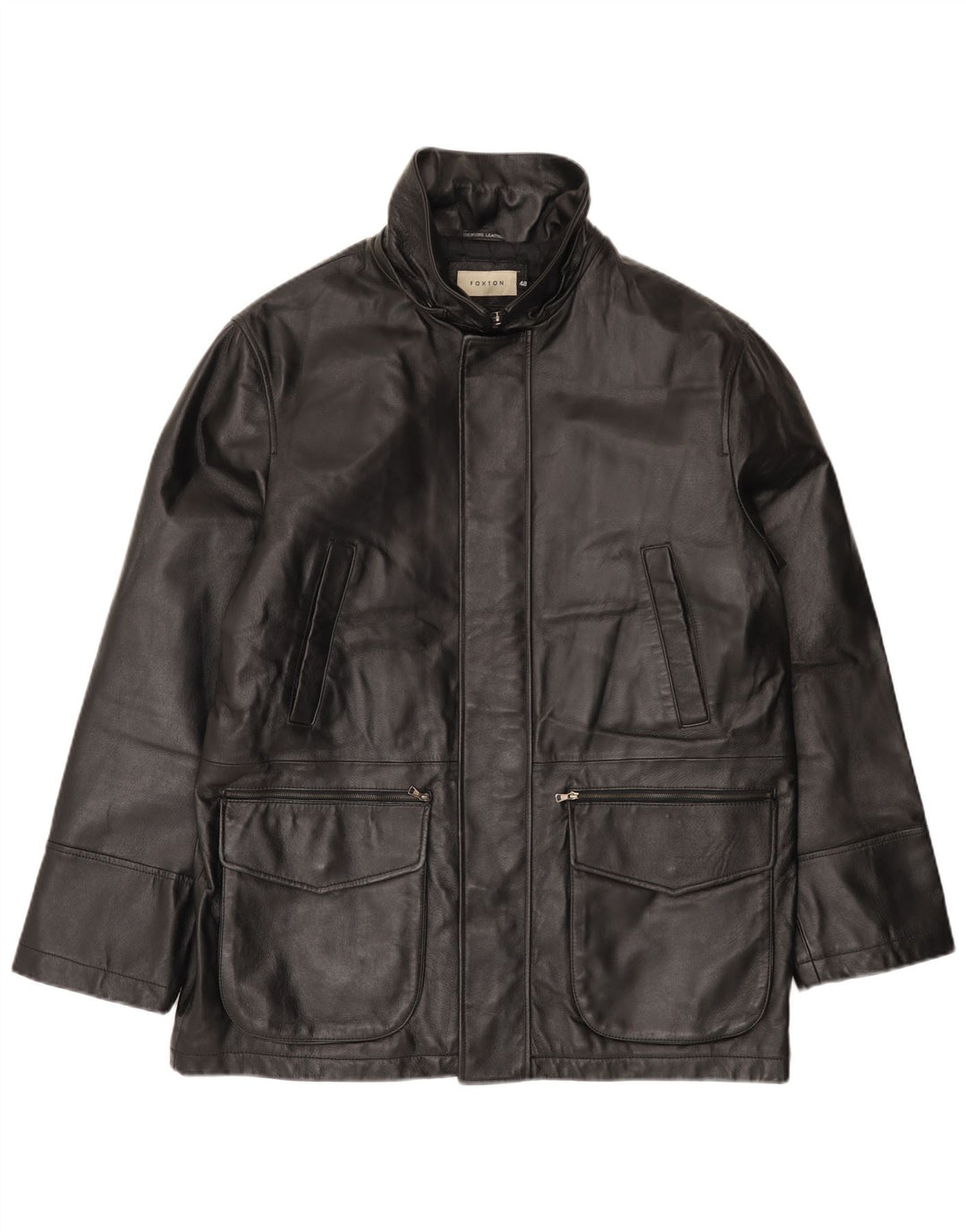 VINTAGE Chaqueta de cuero para hombre IT 48 Cuero negro medio