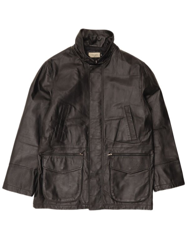 VINTAGE Chaqueta de cuero para hombre IT 48 Cuero negro medio