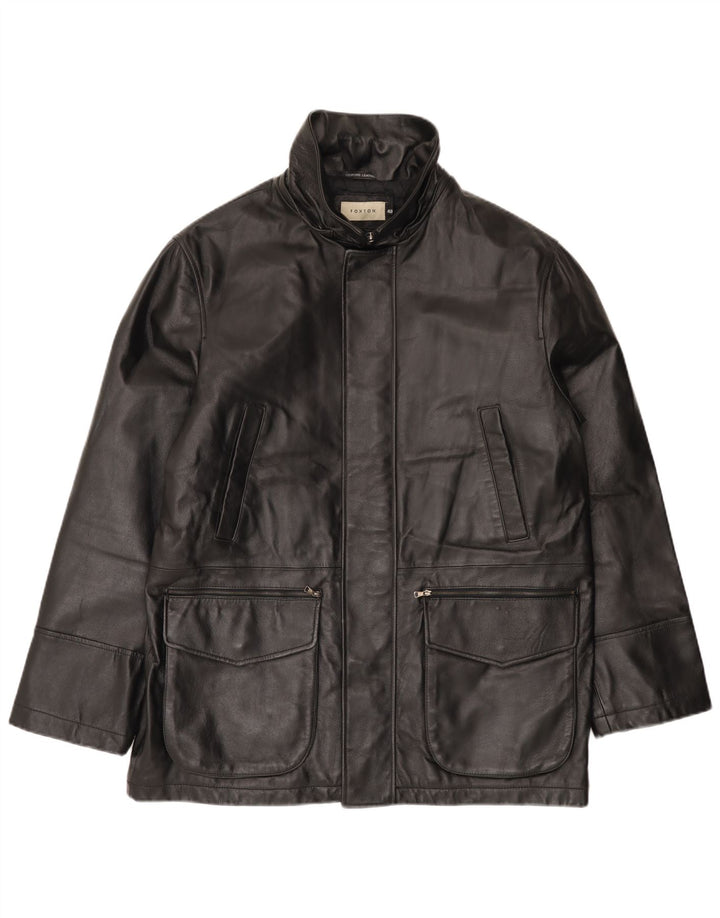 VINTAGE Chaqueta de cuero para hombre IT 48 Cuero negro medio