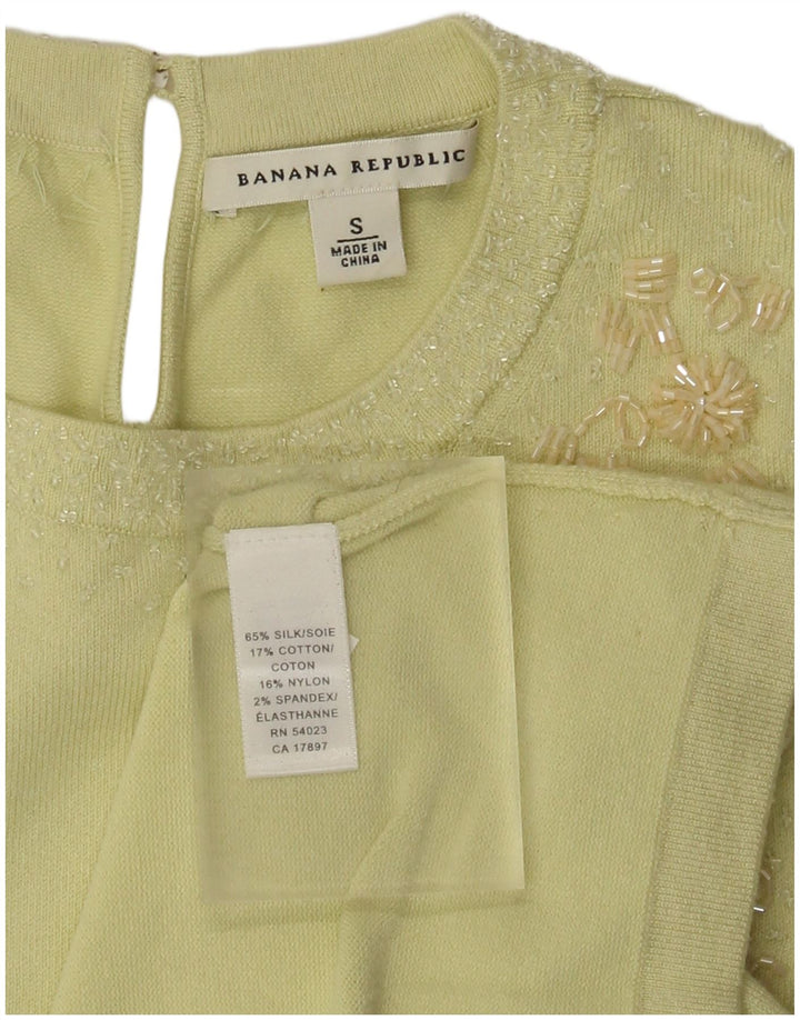 BANANA REPUBLIC Top sin mangas para mujer UK 10 Small Green Silk