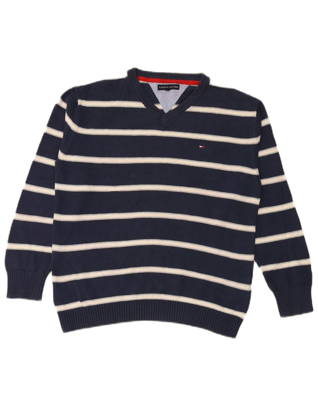 TOMMY HILFIGER Jersey con cuello en V para niño 11-12 años Azul marino a rayas