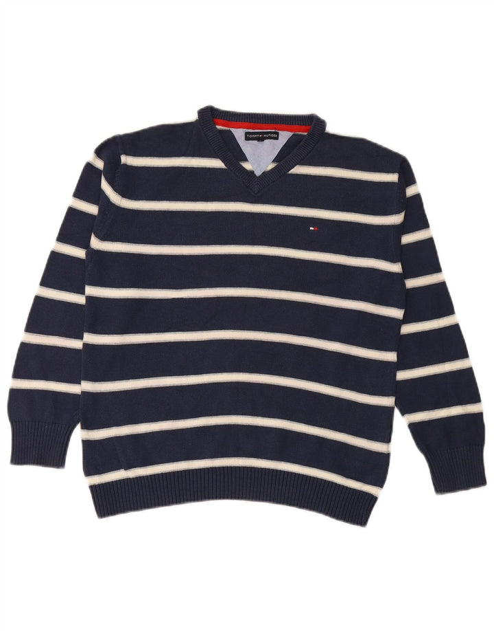 TOMMY HILFIGER Jersey con cuello en V para niño 11-12 años Azul marino a rayas