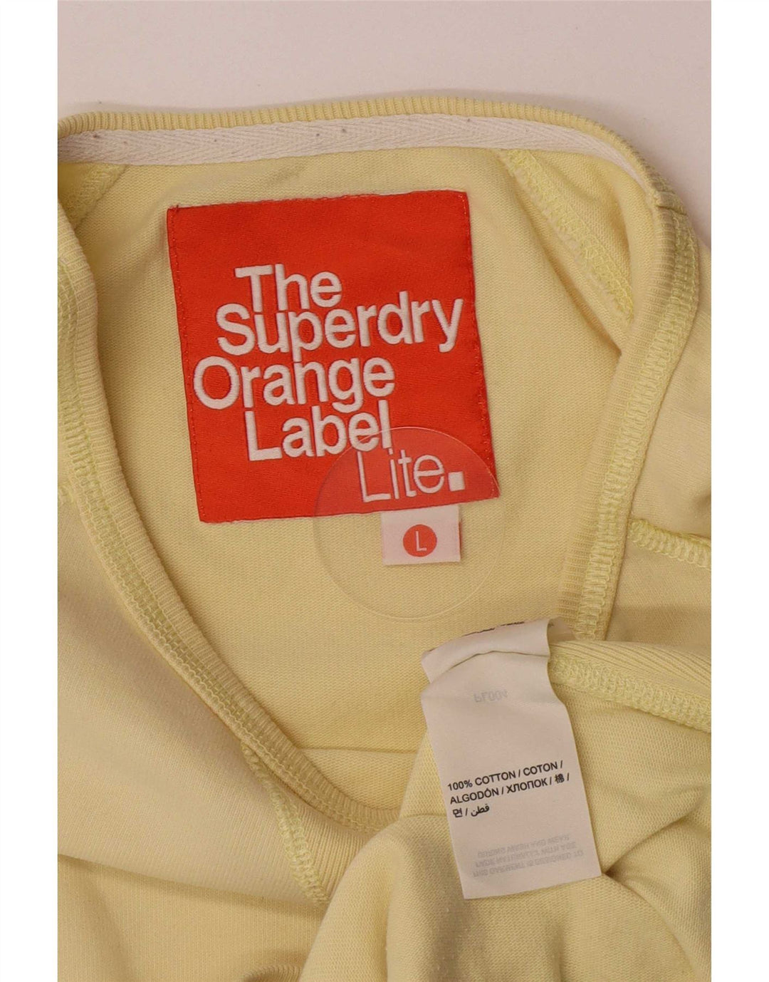 Superdry Mujer Top Manga Larga UK 44 Grande Algodón Amarillo