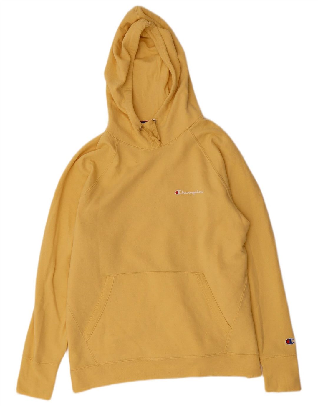 CHAMPION Mens Hoodie Jumper Large Yellow