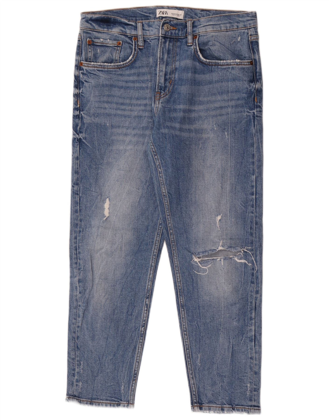 Zara Jeans Slim Desgastados para Mujer EU 40 Medium W30 L26 Azul