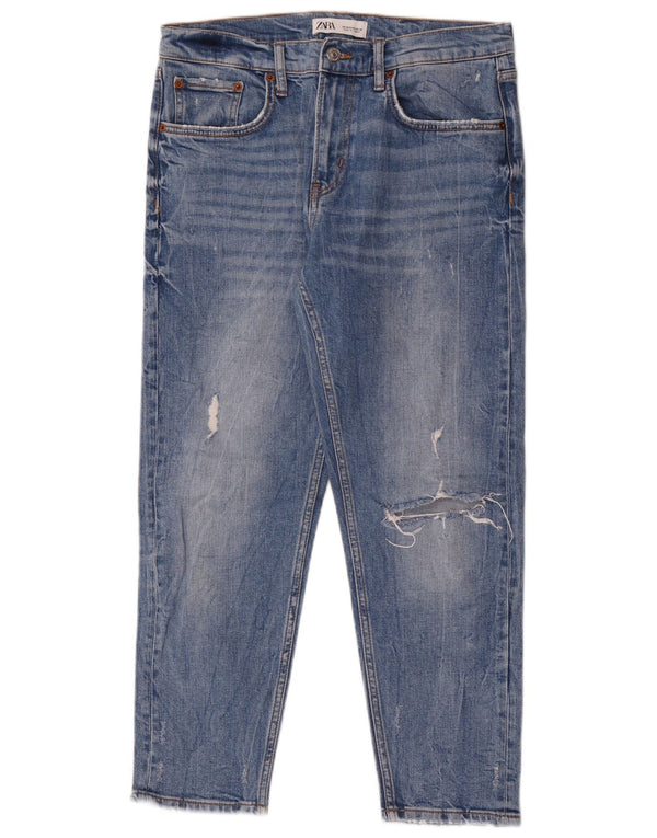 Zara Jeans Slim Desgastados para Mujer EU 40 Medium W30 L26 Azul