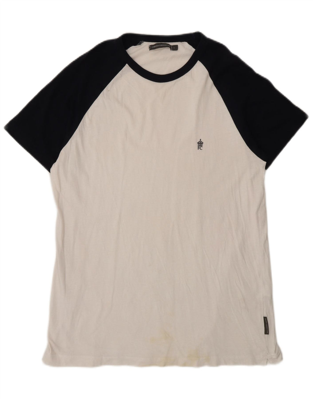 Camiseta de mujer French Connection Top grande de algodón color block blanco