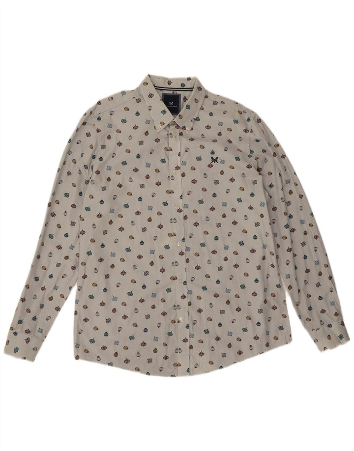 Crew Clothing Camisa ajustada con estampado abstracto para hombre Algodón blanco grande