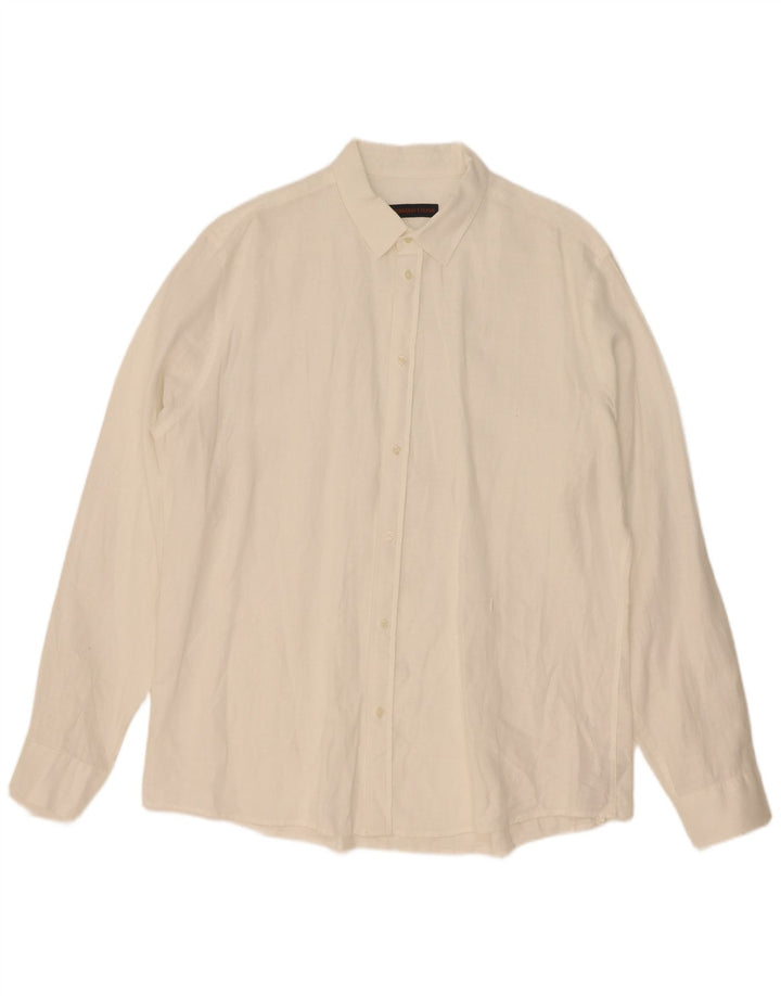 Camisa Trussardi Hombre Talla 43 Grande Lino Blanco