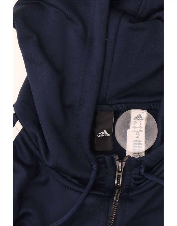 ADIDAS Sudadera con capucha y cremallera para hombre Reino Unido 44/46 Grande Azul marino Colorblock