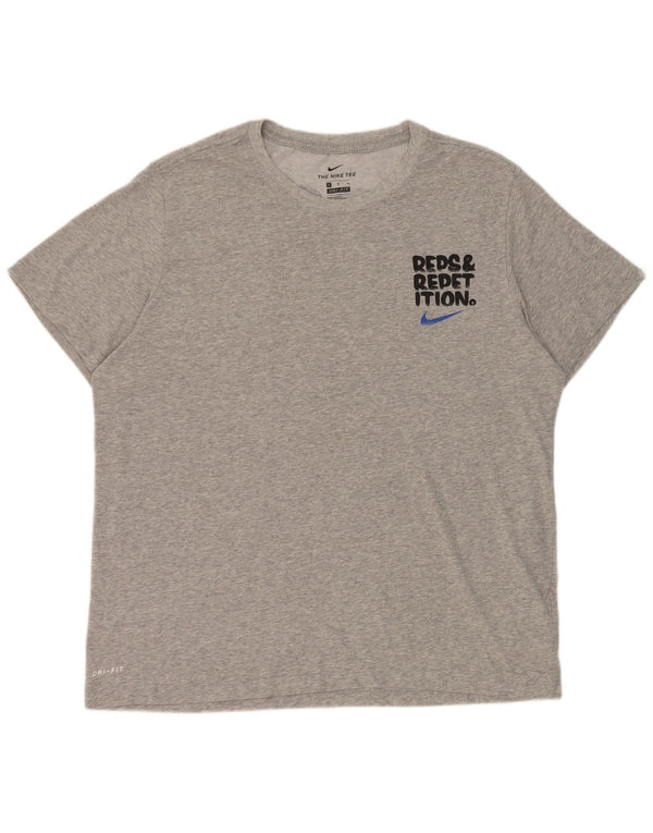 Nike Camiseta Dri Fit Graphic para hombre Top XL Algodón moteado gris
