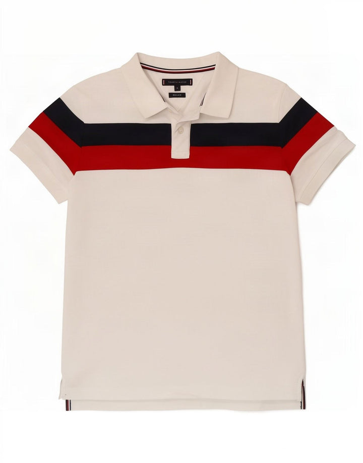Tommy Hilfiger Polo De Corte Regular De Algodón Blanco Medio Con Bloques De Color