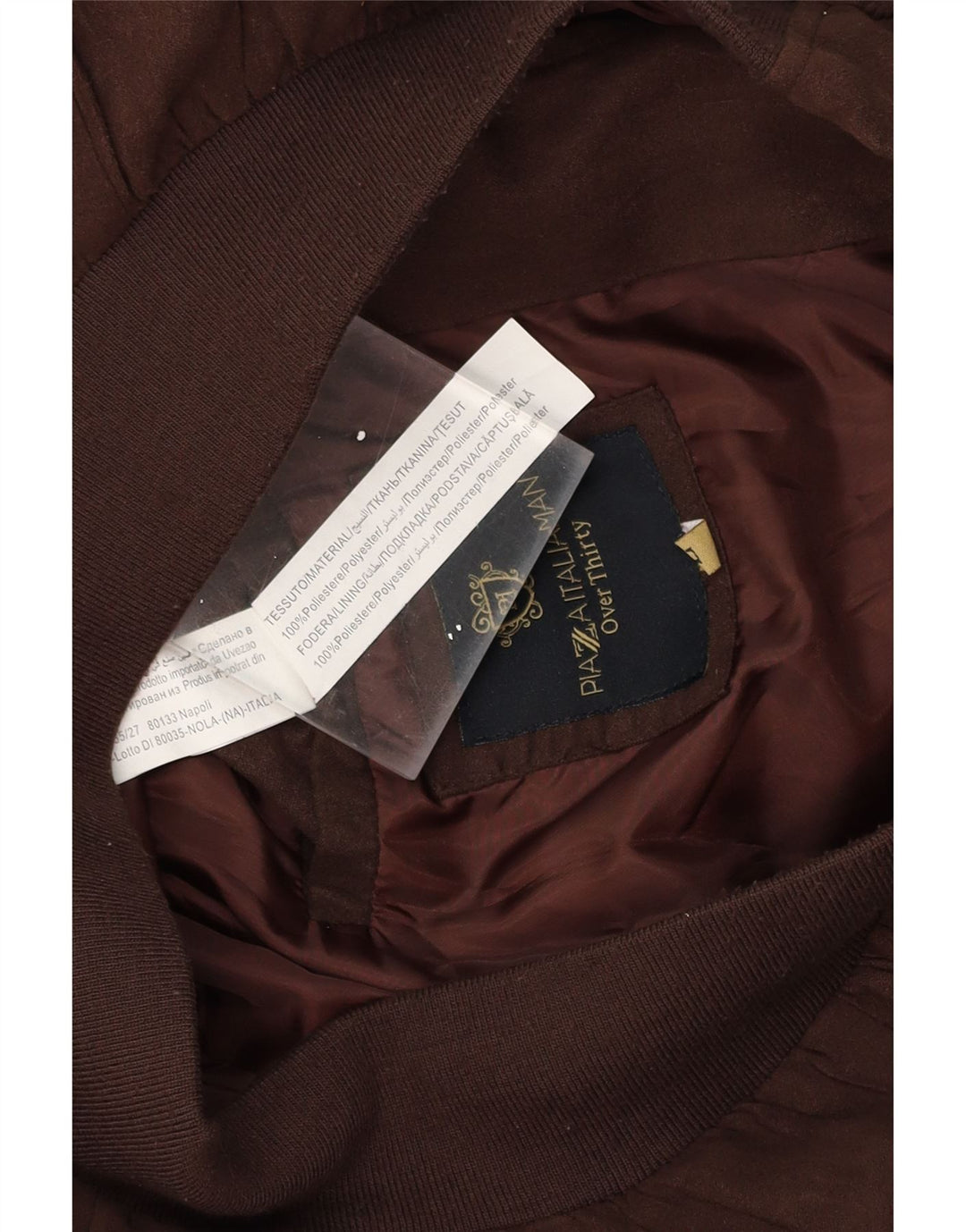 PIAZZA ITALIA Mens Bomber Jacket UK 40 Large Brown Polyester Vintage PIAZZA ITALIA and Second-Hand PIAZZA ITALIA from Messina Hembry 
