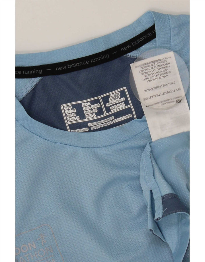 New Balance Hombre Camiseta Top Azul Medio Colorblock Poliéster