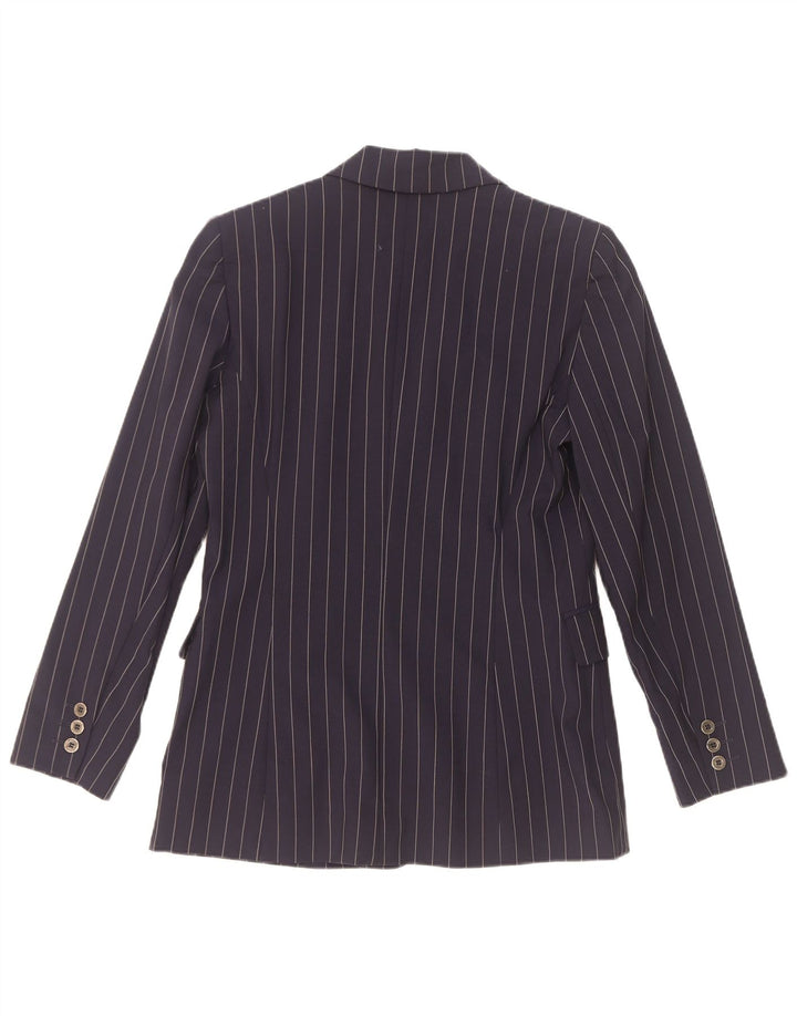 Belfe & Chaqueta tipo blazer de 3 botones para mujer IT 42 Lana mediana a rayas azul marino