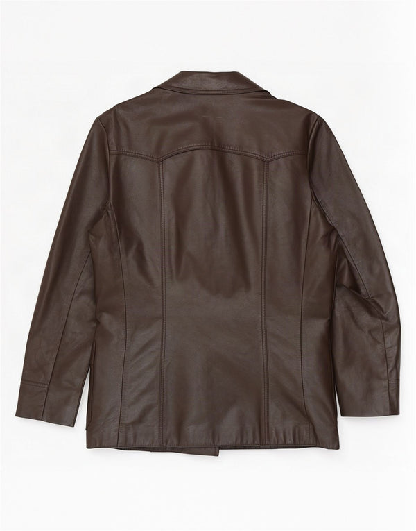 Monza Chaqueta tipo blazer de cuero con 3 botones para hombre UK 38 Marrón medio