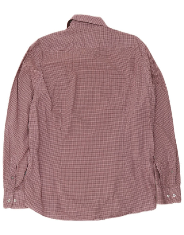 Camisa Hugo Boss Hombre Regular Fit Algodón Vichy Burdeos Grande