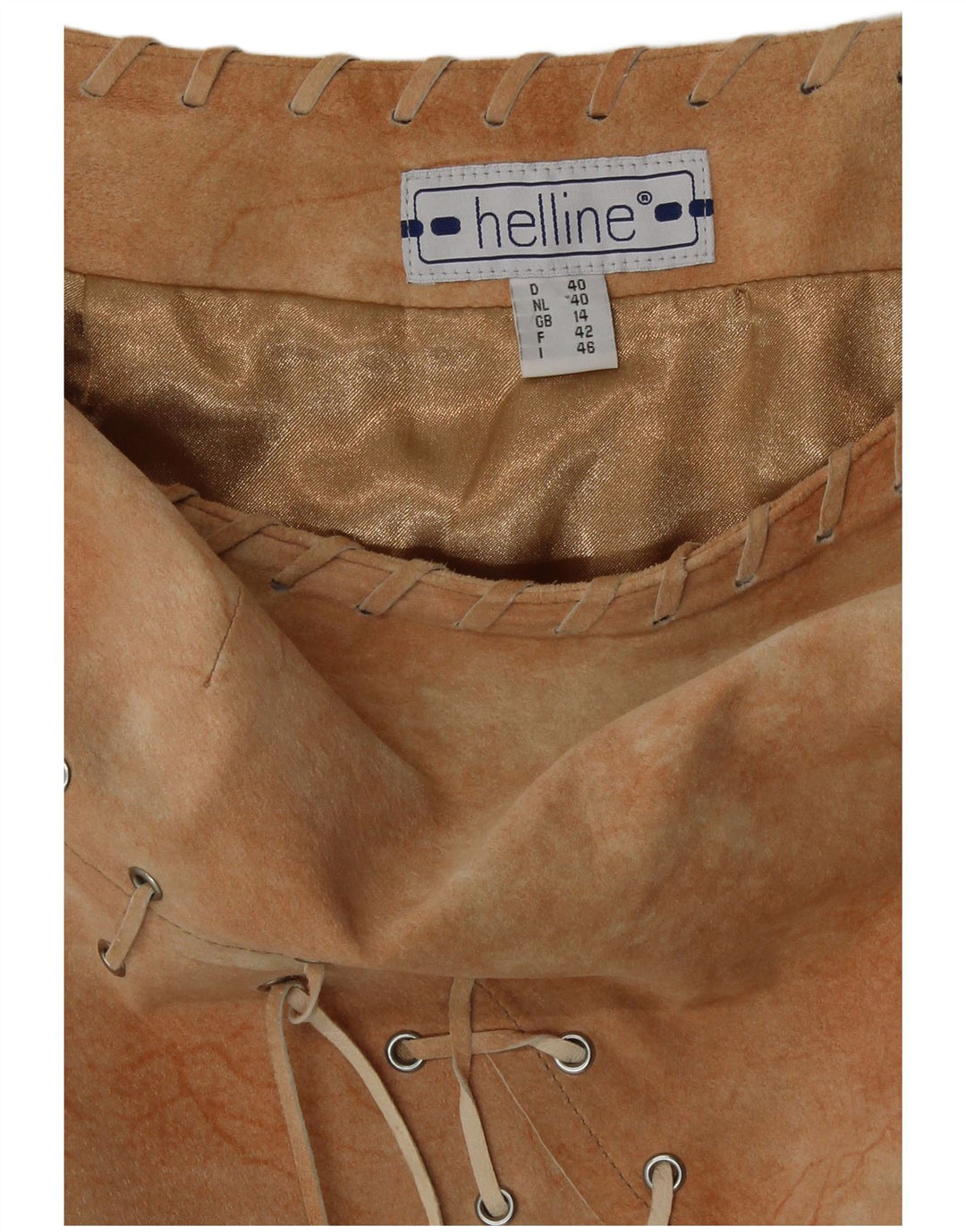 HELLINE Falda asimétrica para mujer UK 14 Large W30 Beige Tie Dye Leather