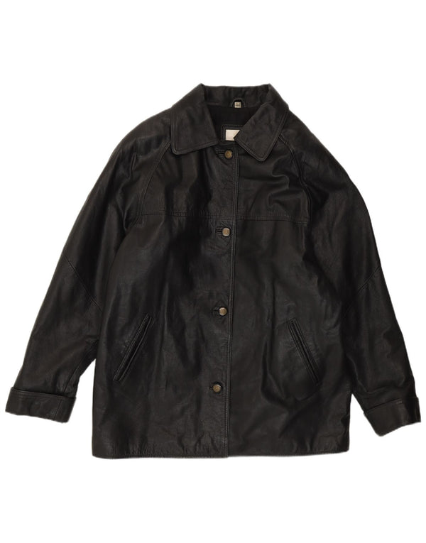 Modern Classics Chaqueta de cuero holgada para mujer UK 44 Cuero negro mediano