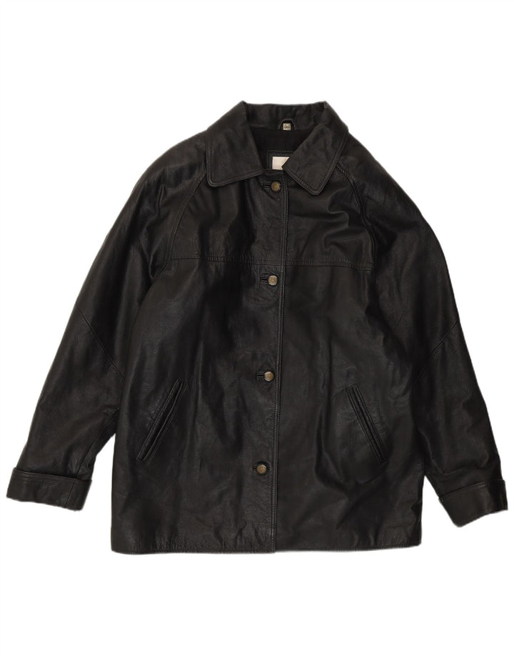 Modern Classics Chaqueta de cuero holgada para mujer UK 44 Cuero negro mediano