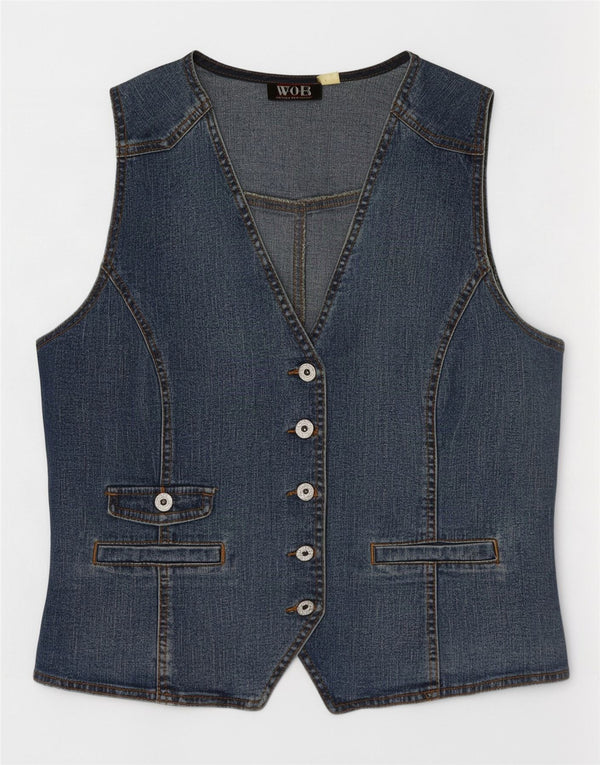 Vintage mujer denim chaleco EU 42 algodón azul grande