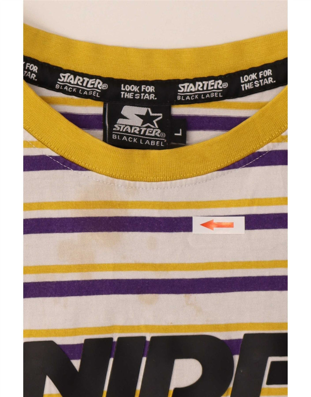 Starter Camiseta con gráfico BLACK LABEL para hombre Top grande de algodón a rayas blancas