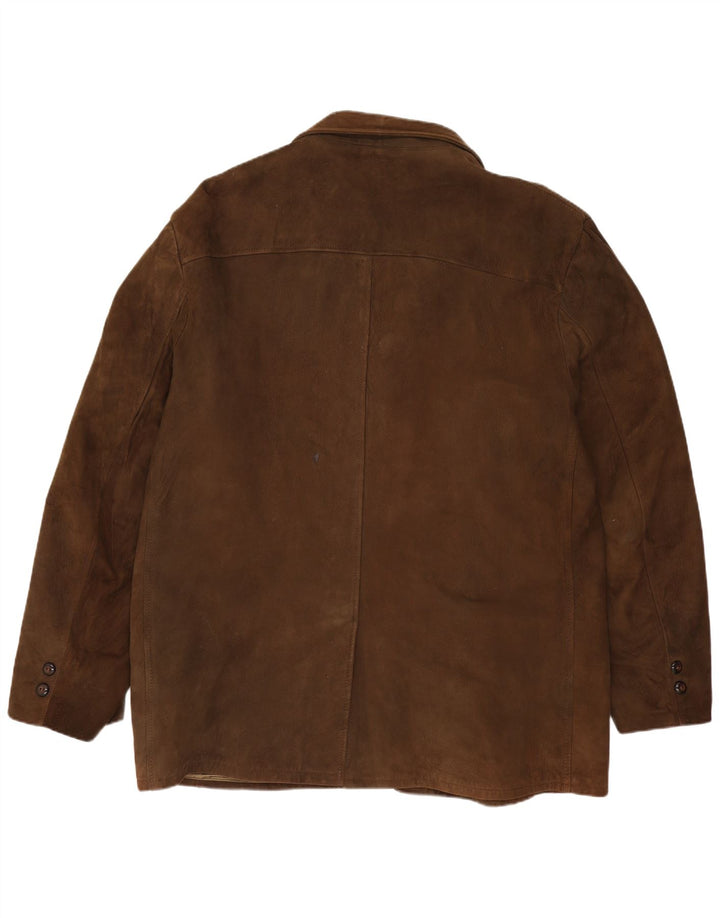 Excelled Chaqueta tipo blazer de ante con 3 botones para hombre UK 42 XL Ante marrón