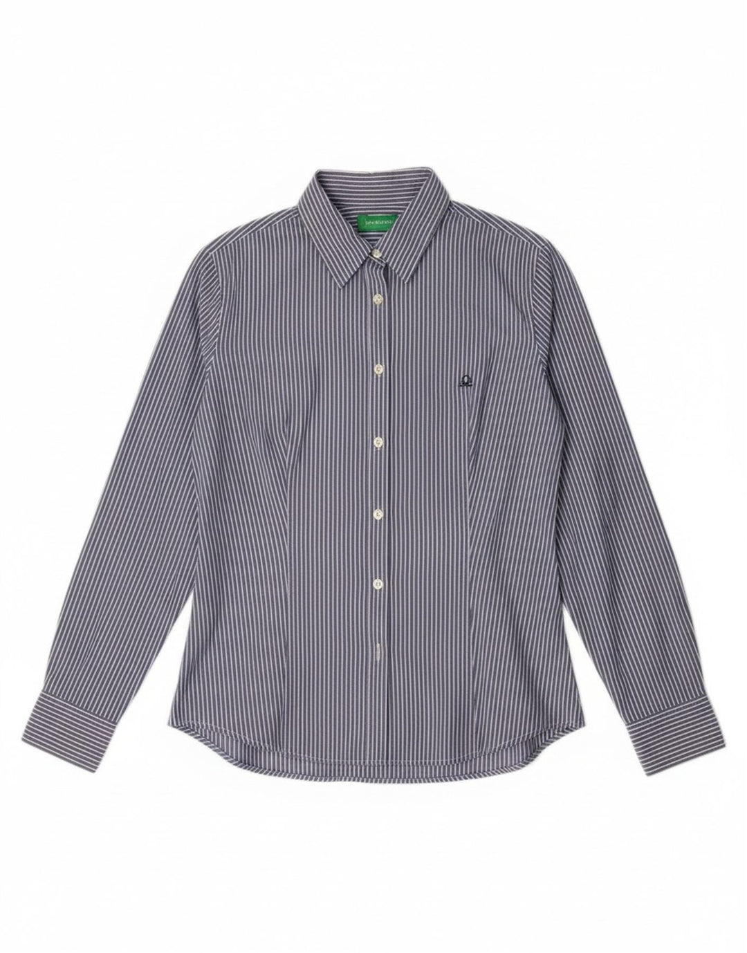 Camisa Benetton Mujer ES 44 Azul Medio Rayas Pintadas