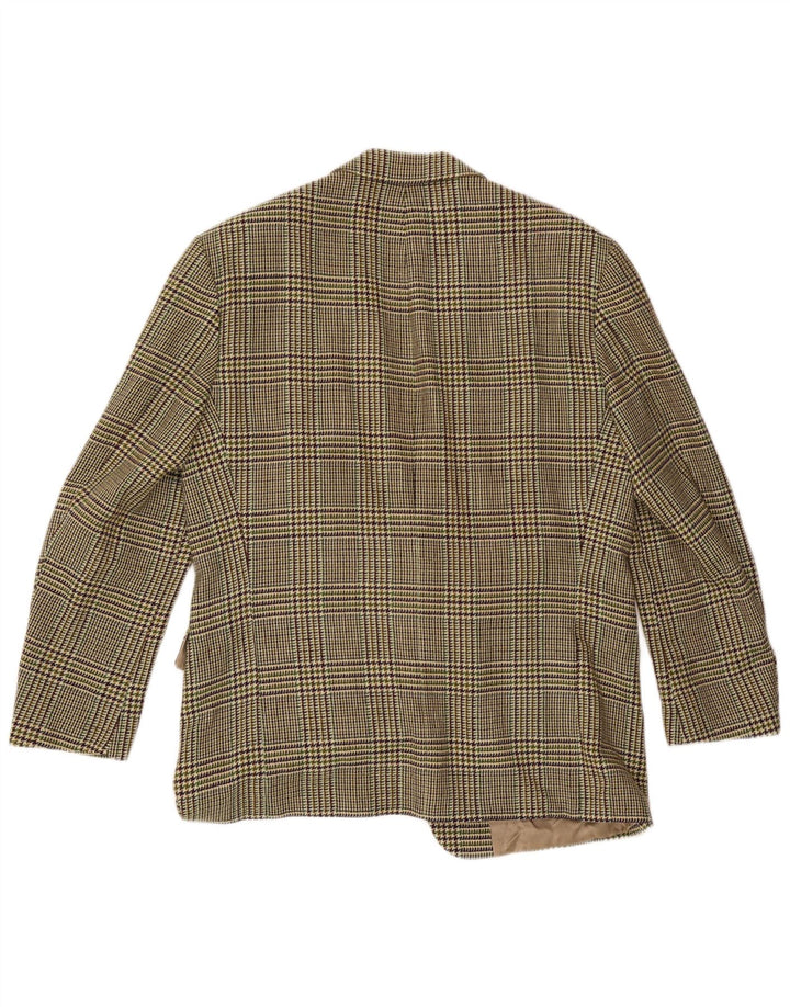 HUGO BOSS Mens 2 Button Blazer Jacket EU 54 2XL Green Houndstooth Wool