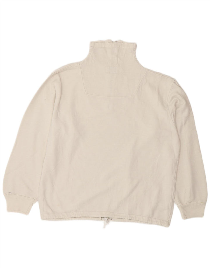 Outsider Sudadera con gráfico y cuello con cremallera para hombre Jersey tipo jersey de algodón blanco medio