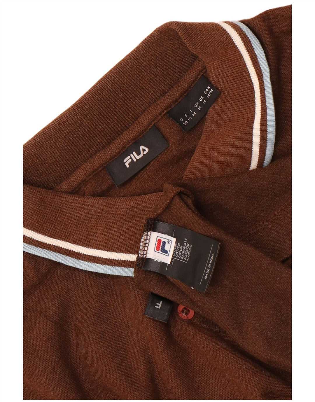 Fila Polo De Manga Larga Para Hombre Algodón Marrón Medio