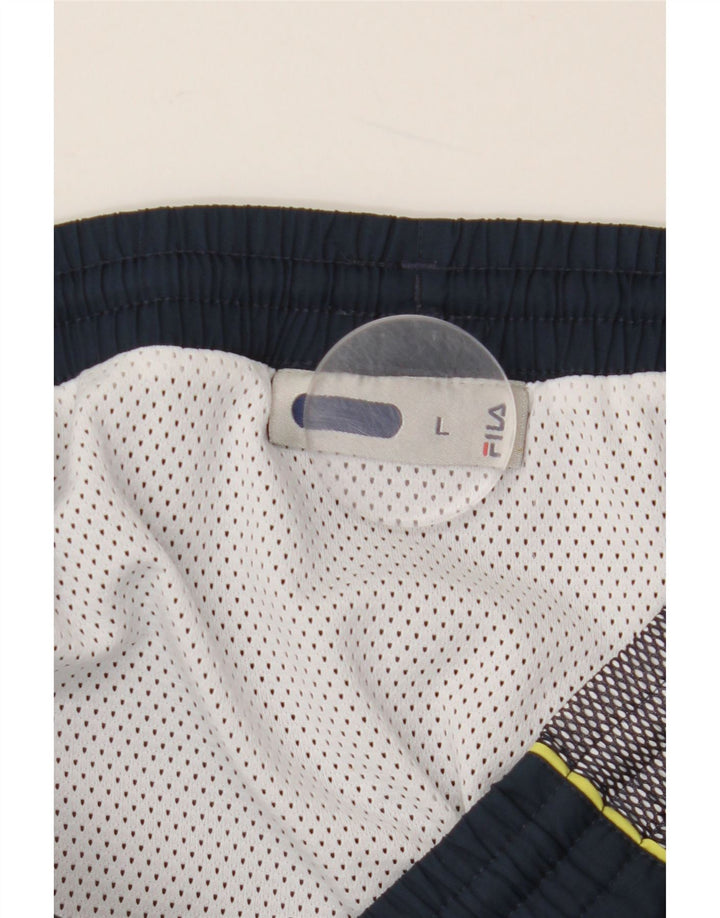 FILA Pantalones cortos deportivos gráficos para hombre grande azul marino