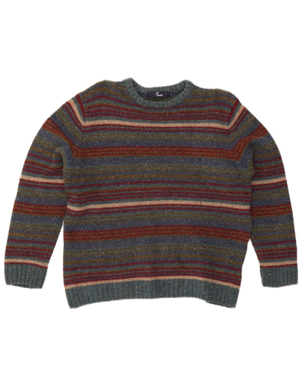 Paco Jersey De Cuello Redondo Para Mujer UK 46 Large Lana A Rayas Multicolor