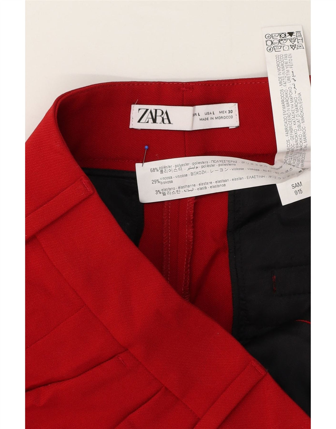 Zara Mujer Pantalones Cortos Pegged Grande W32 L25 Poliéster Rojo