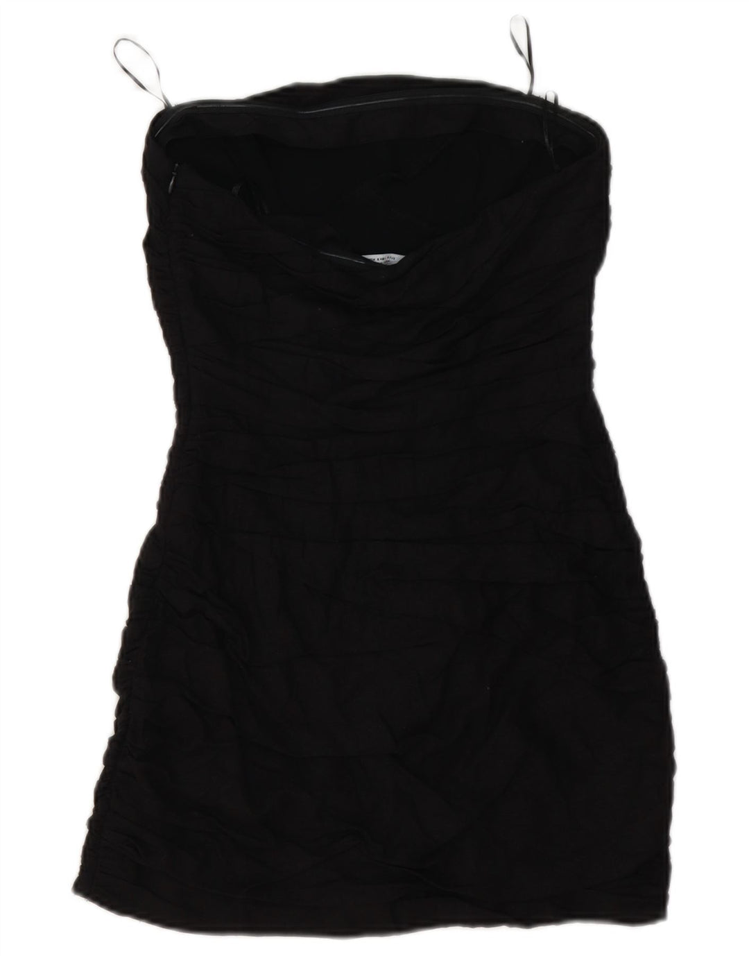 Zara Mujer Mini Vestido Sin Tirantes UK 8 Pequeño Lino Negro