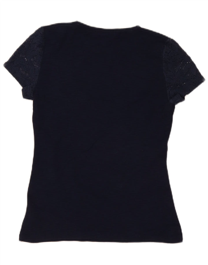 Chaps Blusa para mujer Top UK 10 Pequeño Azul Marino Floral Algodón