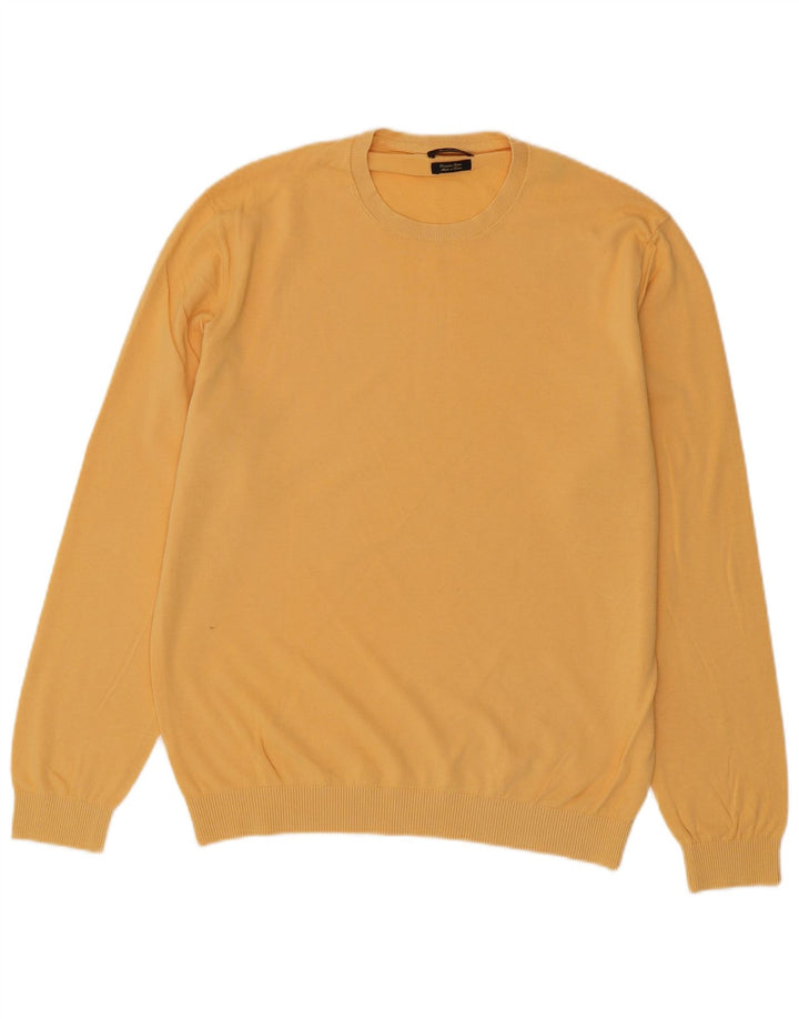 MASSIMO DUTTI Mens Crew Neck Jumper Sweater XL Yellow Cotton