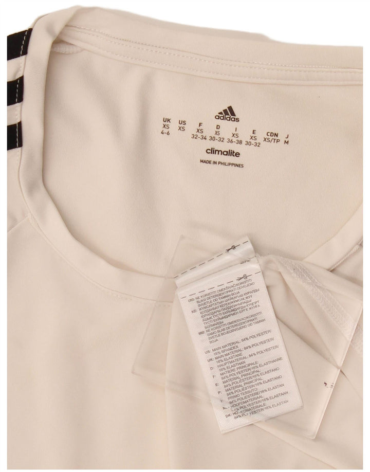 Adidas Mujer Climalite Camiseta Top UK 4/6 XS Off White Poliéster