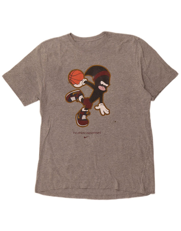 NIKE Camiseta gráfica de ajuste estándar para hombre XL Algodón gris