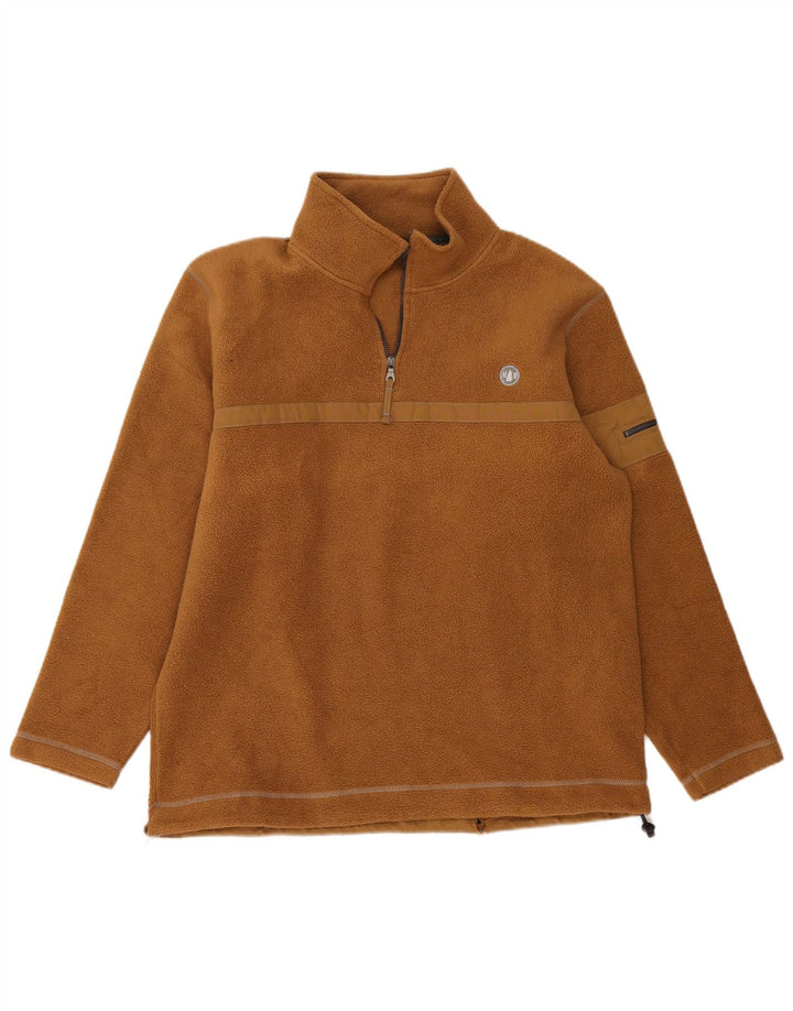 Murphy & Nye Jersey de forro polar con cuello y cremallera para hombre, tamaño grande, poliéster beige