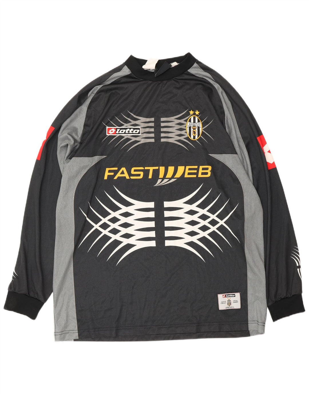 LOTTO Mens Juventus 2001-2002 Home Graphic Jersey Top Grande Negro Deportes